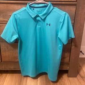 Teal boys under armour polo
